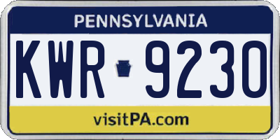 PA license plate KWR9230