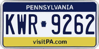 PA license plate KWR9262