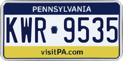PA license plate KWR9535