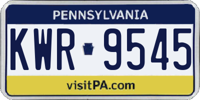 PA license plate KWR9545