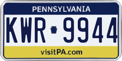 PA license plate KWR9944