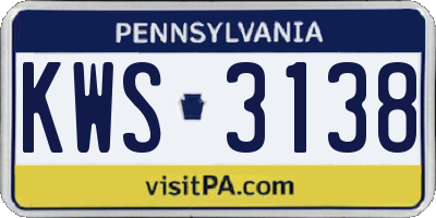 PA license plate KWS3138