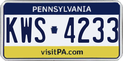 PA license plate KWS4233