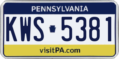 PA license plate KWS5381