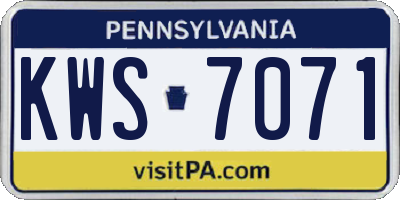 PA license plate KWS7071