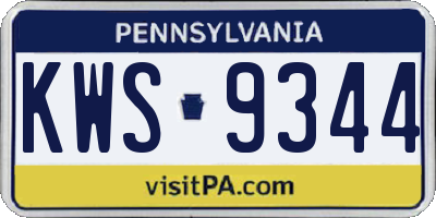 PA license plate KWS9344