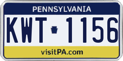 PA license plate KWT1156