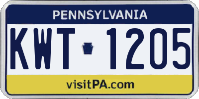 PA license plate KWT1205