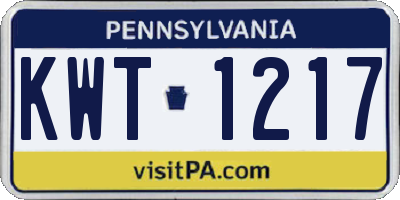 PA license plate KWT1217