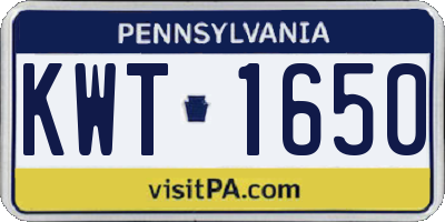 PA license plate KWT1650