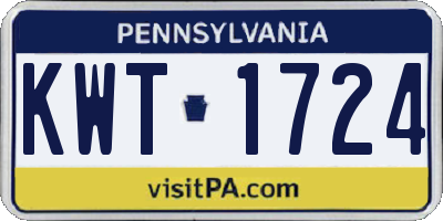 PA license plate KWT1724