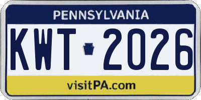 PA license plate KWT2026