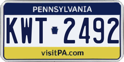 PA license plate KWT2492