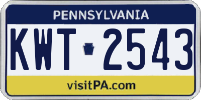 PA license plate KWT2543