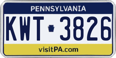 PA license plate KWT3826