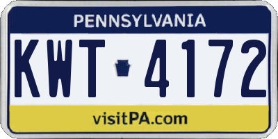 PA license plate KWT4172