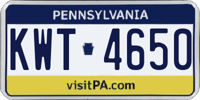 PA license plate KWT4650