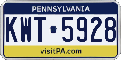 PA license plate KWT5928