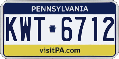 PA license plate KWT6712