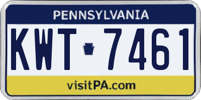 PA license plate KWT7461