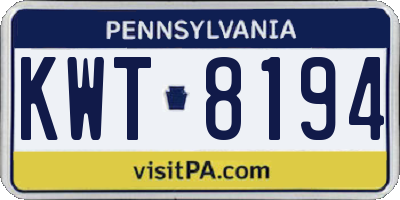 PA license plate KWT8194