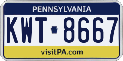 PA license plate KWT8667