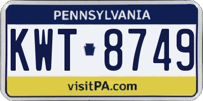 PA license plate KWT8749