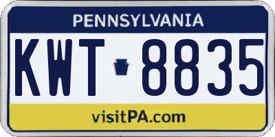 PA license plate KWT8835