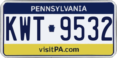 PA license plate KWT9532