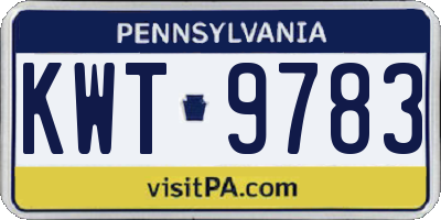 PA license plate KWT9783