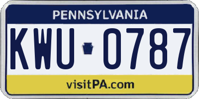 PA license plate KWU0787