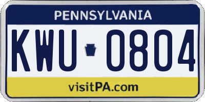 PA license plate KWU0804