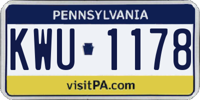 PA license plate KWU1178