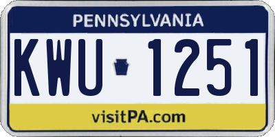 PA license plate KWU1251