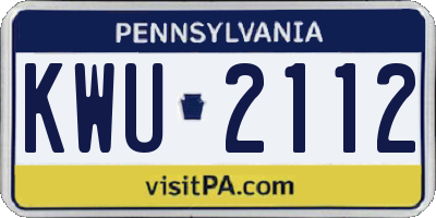 PA license plate KWU2112