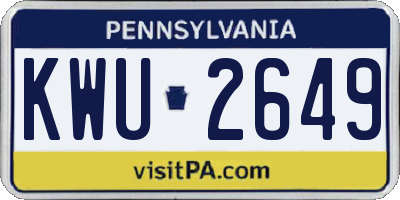 PA license plate KWU2649