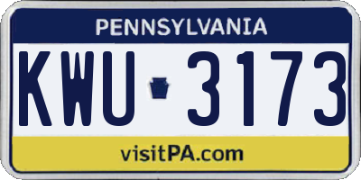 PA license plate KWU3173