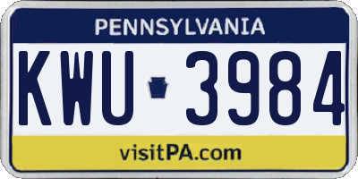 PA license plate KWU3984