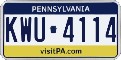 PA license plate KWU4114