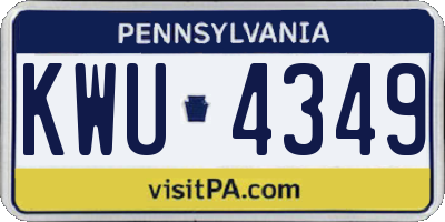 PA license plate KWU4349