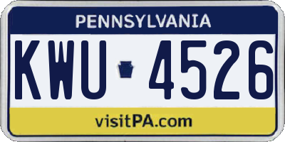 PA license plate KWU4526
