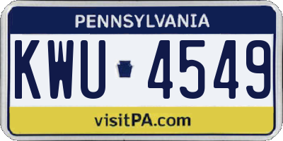 PA license plate KWU4549
