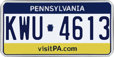 PA license plate KWU4613