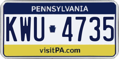 PA license plate KWU4735