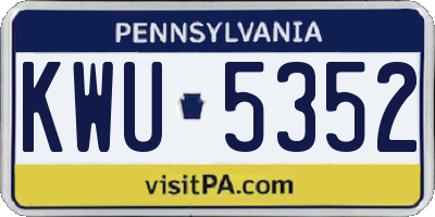 PA license plate KWU5352