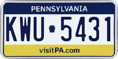 PA license plate KWU5431