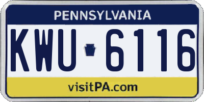 PA license plate KWU6116