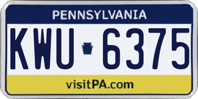 PA license plate KWU6375