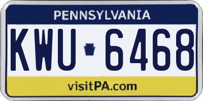PA license plate KWU6468
