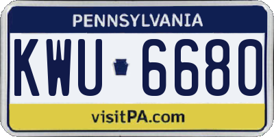 PA license plate KWU6680